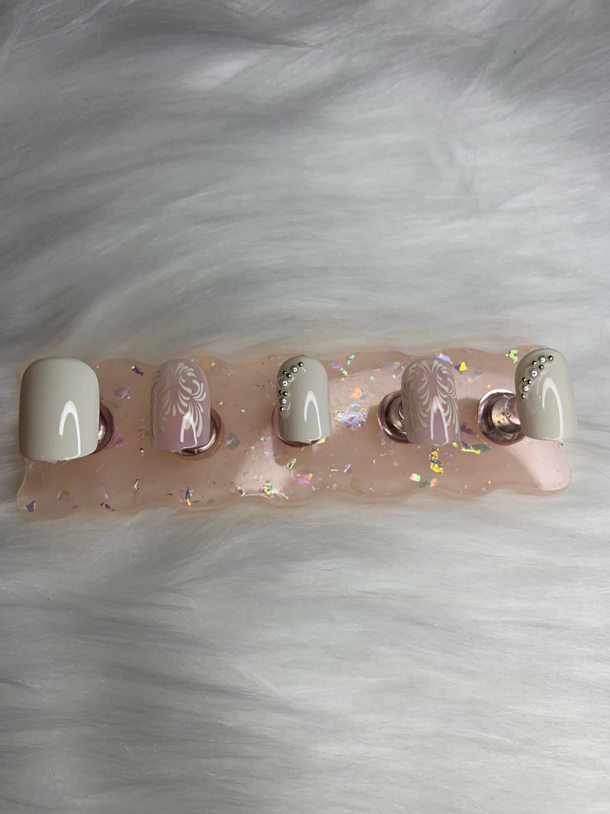Ivory white design press ons