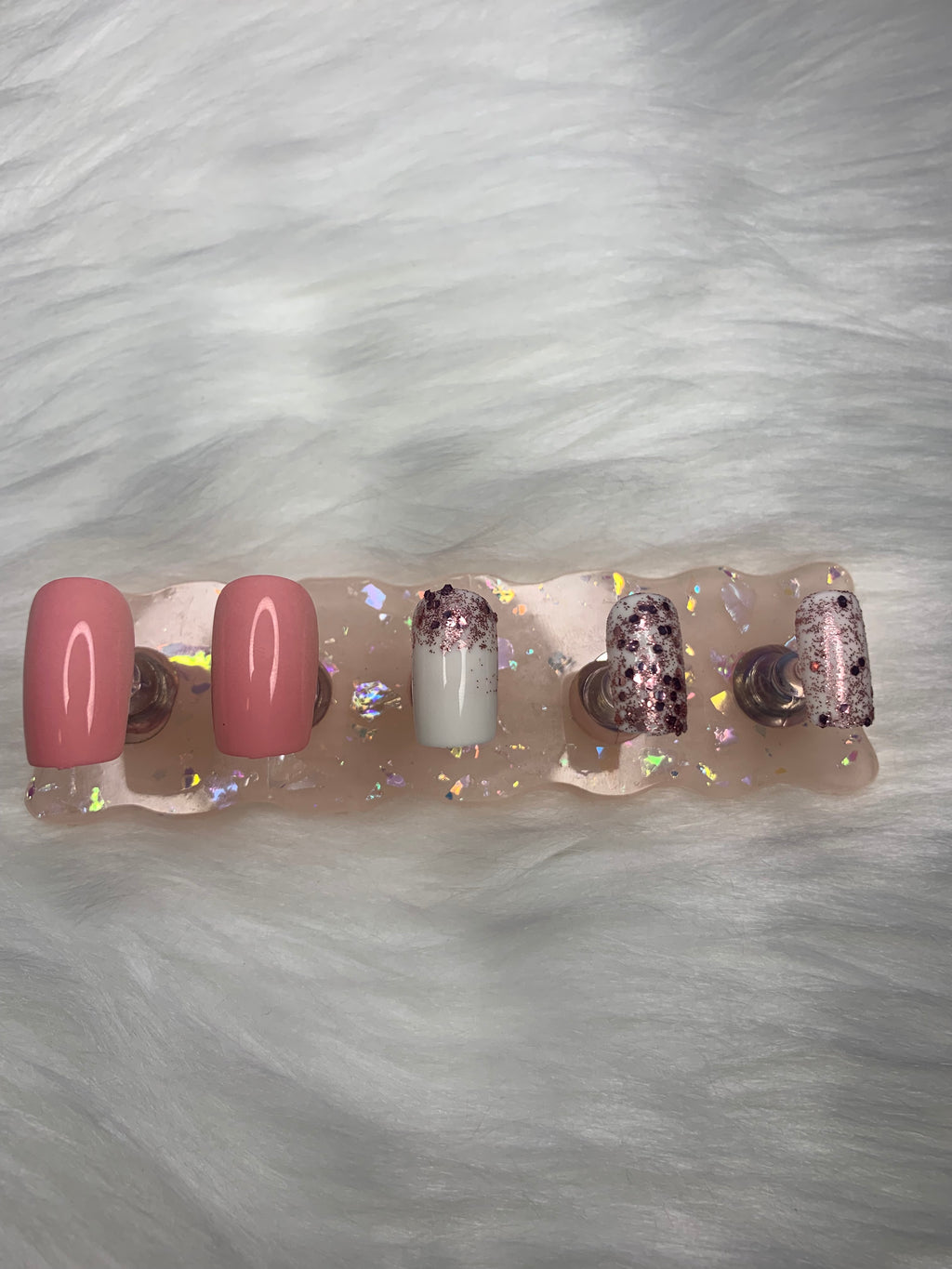 Pink glitter press ons
