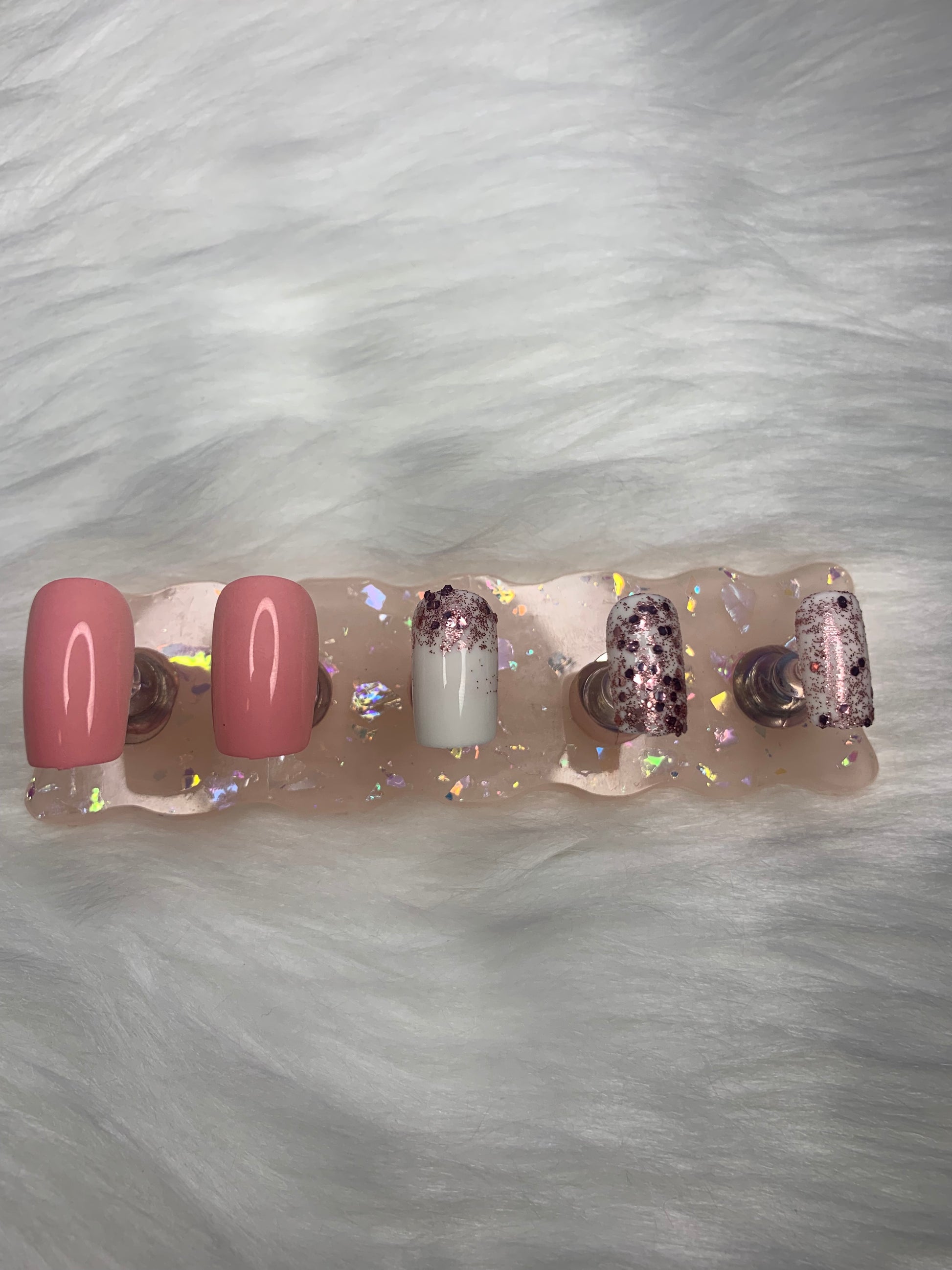 Pink glitter press ons